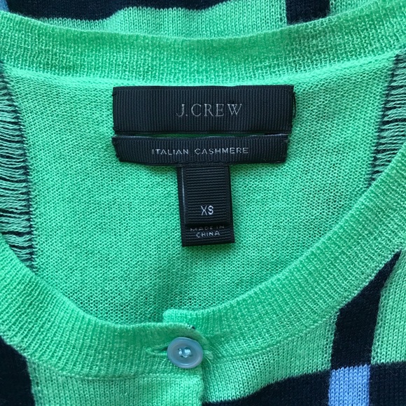 J.Crew Grid Print 100% Cashmere Button Front Long Sleeve Cardigan Sweater XS - Picture 5 of 8